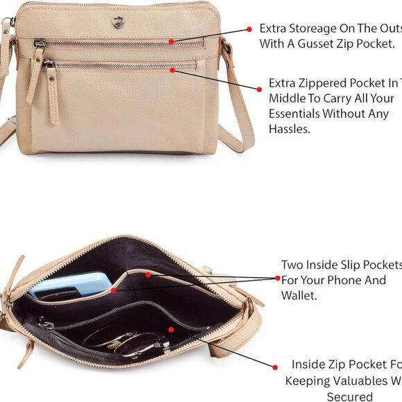 Real Leather Soft Crossbody Bags for Women Small Purse Trendy Shoulder Sling Tra - Picture 4 of 6